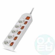 번개표 절전형 개별스위치 멀티탭 5구, 3m, 흰색, 1개
