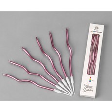 RAINBOW CANDLE 彎曲生日蠟燭 6入, 1個, 玫瑰金6入