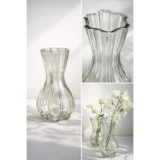 고급 유리 화병 1+1 꽃병, 투명 유리