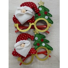 聖誕派對造型眼鏡 聖誕老人 聖誕樹 趣味搞怪眼鏡 派對裝扮道具, 白色鬍子, 1個