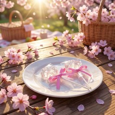 벚꽃 크리스탈 롤리팝 캔디 투명 사탕 봄 선물 답례품, 6개, 22g, 벚꽃향