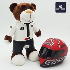 非凡優選 機車機車頭盔熊公仔機修賽車拉力熊尾箱吊飾玩偶agv頭盔小熊, shoei白皮熊+紅螞蟻, 1個