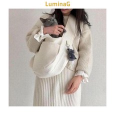 강아지 이동가방 고양이 캔버스 슬링백 애견 포대기 반려동물, 1개, LD-1318반려동물슬링백아이보리 L