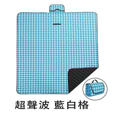 中壢24H出貨 加厚超高品質 超聲波野餐墊/附發票/可愛防水墊/遊戲墊/沙灘墊/親子戶外郊遊必備 多款可挑, 藍白格,300*200CM, 藍白格
