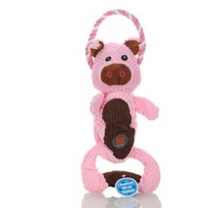 綺敏 K9 狗狗玩具 LINK TUFF 耐咬結繩發聲玩具，雙拉結繩設計，安全耐咬，福媽寵物推薦, 大雙拉結繩/豬豬, 1個