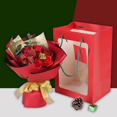 【甜蜜cosmetics】紅玫瑰香皂花成品肥皂花有禮袋聖誕節情人節禮物婚慶伴手禮批髮, 1個, 8100-1