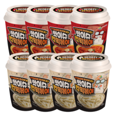 핫이슈 컵떡볶이 전자레인지용 순한맛 4개 + 까르보나라맛 4개