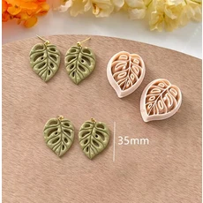 열대 잎 모양 폴리머 클레이 커터 봄 상록수 도자기 점토 귀걸이 만들기 보석 펜던트 도구, 01 1-3