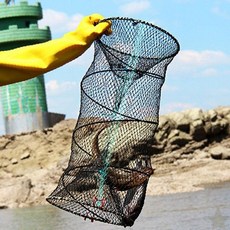 낚시 어획 도구 그물망 접이식 포획 통 민물 바다 갯벌 물고기 새우 게 미끼, 대형