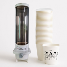 원터치 종이컵 디스펜서 + 슬기로운 종이컵 184ml 50개 세트, 1세트, 화이트