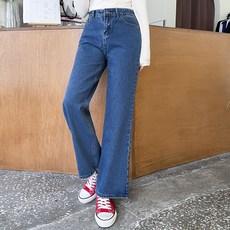 Tomatofactory 女款高腰寬版直筒牛仔褲