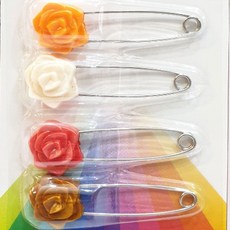 일본 패션핀 컬러핀 스카프핀 의류핀, 일본 장미옷핀 4p세트 (n)