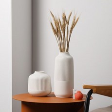 復古磨砂陶瓷花瓶 - 北歐居家乾燥花花器擺件, 【乾花套裝】荏苒一對+麥穗