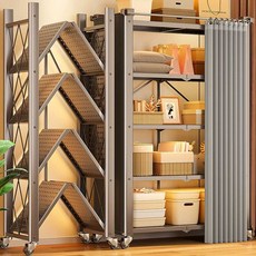 접이식 선반 다층 철제 폴딩선반 이동식 셔터 보관, E. 윤다 업그레이드 커튼 5겹 회색 71