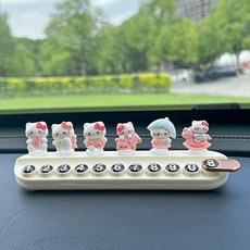 hybe 키티 고양이 캐릭터 안심 듀얼 주차번호판, 화이트, 1개, .