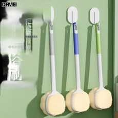 QRU 雙面洗澡刷全身搓澡擦背不求人洗澡尼龍軟毛刷後背浴擦深層清潔, 1個, 1個裝, 綠色:如圖