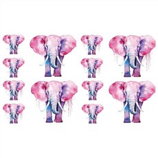 SanerLian 코끼리 임시 타투 스티커 방수 만화 빈티지 남성 여성 소년 소녀 어깨 등 팔 바디 아트 15X11cm 4개 세트 (SF288) 184496, SF288