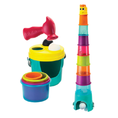 감각 소근육발달 유아 컵쌓기 컵끼우기 숫자놀이 망치놀 공놀이 공넣기 장난감 B-kids - Giraffe Giant Stack N Drop, 혼합색상, 1개
