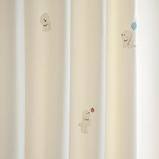 [메종텍스타일] 뽀송 비숑 아이방 항균 자수 커튼 아일렛형