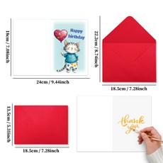 嗨購 有趣生日快樂賀卡 信封套裝 可愛卡通祝福卡, 1個