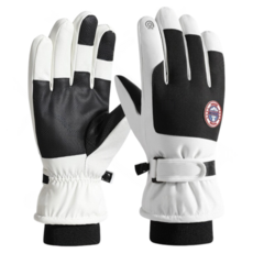 防水抗寒機車手套 防寒保暖觸控手套 戶外騎車防風防潑水手套, 白黑