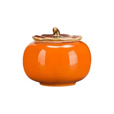 好買先生 柿子茶葉罐 - 事事如意陶瓷密封罐 茶具禮品首選, 黃葉, 1個