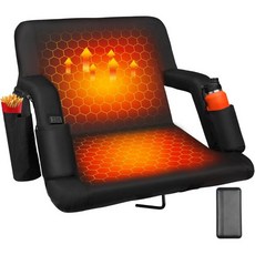 등받이가 있는 열선 블리처 시트5V 20000mAh 배터리 온열 경기장 좌석 넓은 20인치 의자 6개 3개의 레벨 1PC 위치, 25", Black With 5v 20000mah Battery, 1