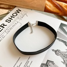 ZC326es 시크 심플 와이드 가죽 초커 블랙 모던 베이직 한줄 데일리 레더 목걸이