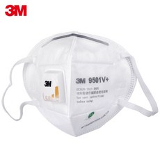 3M口罩 9501V 耳帶式 KN95級別帶呼吸閥口罩 防顆粒物粉塵霧霾, 1個, 耳帶式有閥 1入, 白色