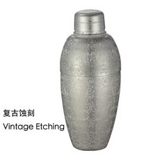500ml 코블러 칵테일 셰이커 바 도구 3개 세트 바텐더 바툴, VintageEtching, 1개