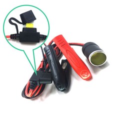 大功率鱷魚夾 點煙器插座 車充 電瓶 轉換 接頭 電瓶連接線 汽車電瓶線 12V 24V 點菸器 轉接 保護蓋, 大功率鱷魚夾(附20A保險絲)
