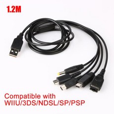 1m USB 충전 케이블 Nintendo WII U 호스트 게임 컨트롤러 데이터 전원 충전기 와이어 코드 게임 패드 콘솔 전원 공급 장치 라인, 4) 5 in 1, 4) 5 in 1, 03 5 in 1