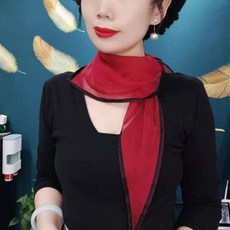 天絲包邊護頸巾 時尚純色簡約薄款紗巾 輕奢珍珠長圍巾, 08酒紅色天絲包邊款, 1個