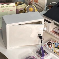 BB 塑膠咕卡收納小櫃子 美式復古桌面收納架, 帶鎖收納盒21.5*17.,僅以上