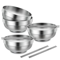 Kitchen-Art 不鏽鋼雙層碗筷組, 銀色, 4組