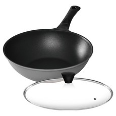 키친아트 티타늄 궁중팬 그레이 + 유리뚜껑 세트, 28cm, 1세트
