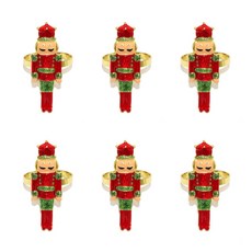 6개의 합금 냅킨 링 크리스마스 군인 패턴 다기능 식기 액세서리 저녁 파티 장식, No. 3