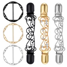 LXUEJIE 허리 신처 클립 3개 및 실크 스카프 링 클립 3개 드레스 백 신처 스웨터 클립 드레스 바지를 조이는 티셔츠 타이 클립 여성용 허리 타이트너