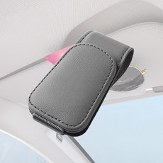 에어카 차량용 선바이저 안경 선글라스 가죽 자석 거치대 2p, 그레이, 1세트