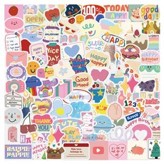 귀여운 동물 생일 하트 캐릭터 고양이 곰 스티커 감성 방수 리무버블 스티커, 90개, I세트.해피벌스데이