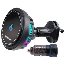 HEMIGA HW770磁吸無線充電車載支架 63W車充頭 磁吸無線充 車載充電器, 770磁吸無線充+63W車充頭, HW770-CP63