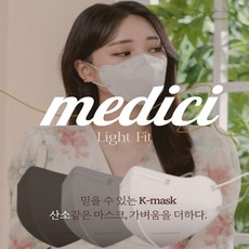 (국산)여름용 메디치 라이트핏 KF94 새부리형 대형 중형 소형 5매입(100매) 숨편한 귀편한 보풀없는, 중형 화이트, 20개