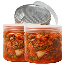 자연톡 여행용 캔 썰은 배추 맛김치 깔끔 뚜껑 캡 PET 용기 팩 캠핑 휴대용 자취 소량 소포장, 2개, 500g