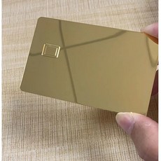 1pcs 빈 4442 작은 칩 슬롯 금속 명함 스트립 및 서명이있는 신용 카드, 24k gold rror