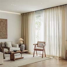 린넨커튼 거실 봄커튼 베이지 내추럴 반차광, 2_루저우 월광 (베이지)