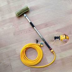 셀프 세차 호스 초강력 숏랜스 충전식 스프레이 워터건 다용도, 15mPVC호스+자동차브러시커넥터세트