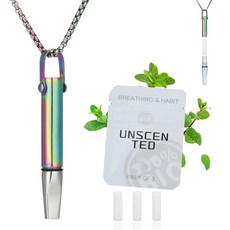 LAMKHOO 금연 목걸이 및 금연 베이핑 도구 - 세심한 호흡 훈련을 위한 필터 코튼이 있는 호흡 목걸이 스테인리스 스틸 초점 보조제 교체 가능한 무향 면 필터 포함 스, Rainbow