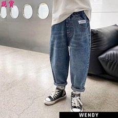男大童牛仔長褲 秋季新款兒童老爹褲 中大童炸街休閒褲