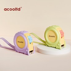 Acooltd 디자인 줄자 5M 컴팩트 휴대용 측정기 스트랩 포함 가방속 필수템 가정 도파민 퍼플 롤 자 5Mx19mm, 1개