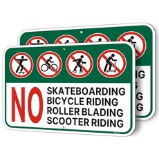 Smeryl 스케이트보드 없음 자전거 타기 롤러 블레이드 스쿠터 라이딩 표지판 45.7 x 30.5cm(18 12인치) 녹 방지 알루미늄 내후성 쉬운 설치 2팩14533, Smeryl 스케이트보드 없음, 자전거 타기 롤러 블레